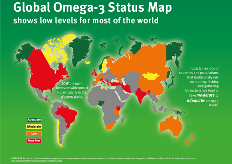 Actualmente la ingesta de estos ácidos grasos esenciales (Omega 3) está comprometida en grandes áreas del mundo por los sistemas modernos de alimentación.